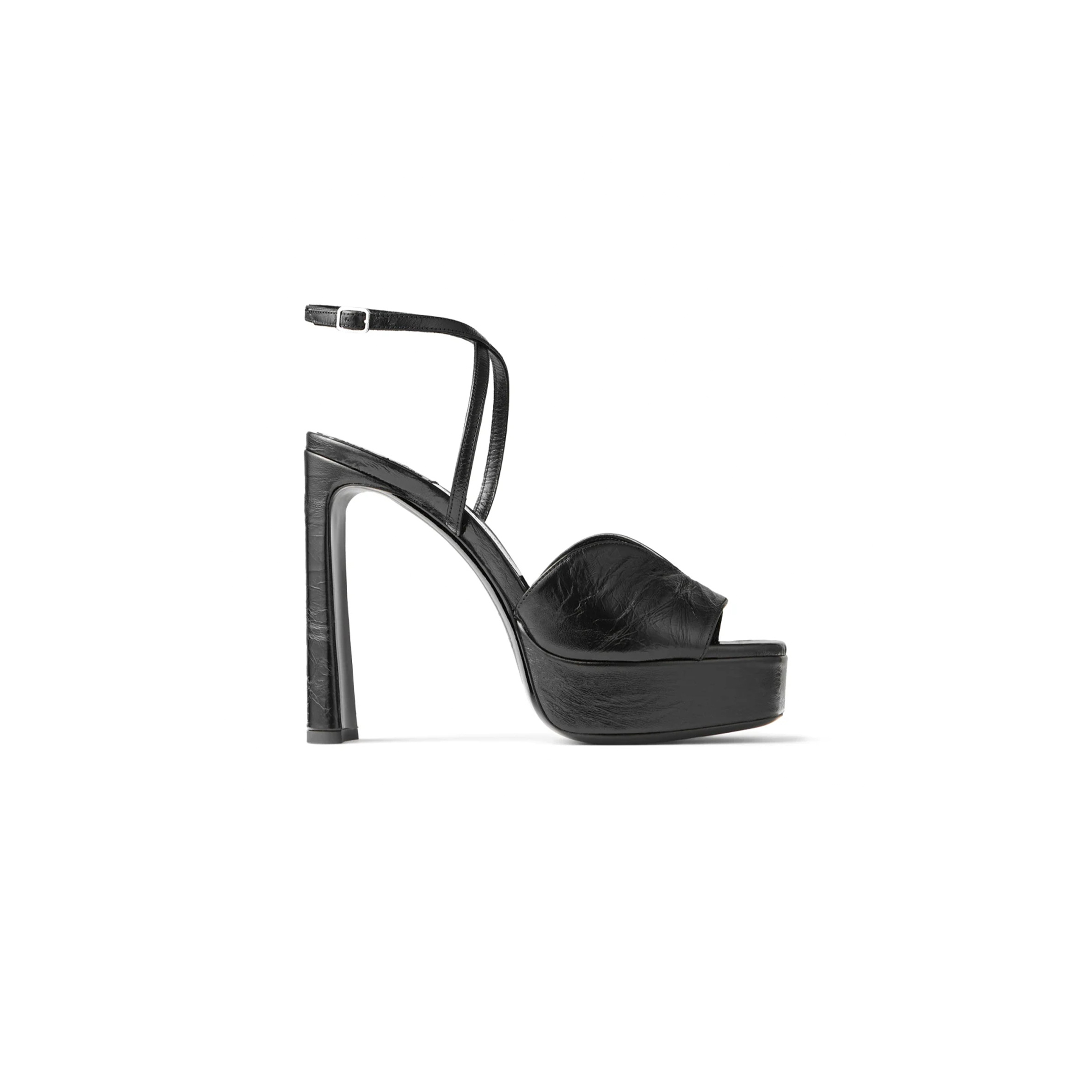 Ji*y Ch* karli platform 125 black metallic leather platform sandals karlipf125byk